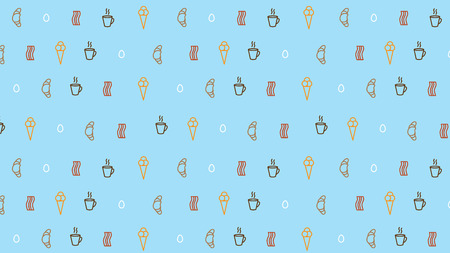 coffee background with breakfast motives with blueのイラスト素材