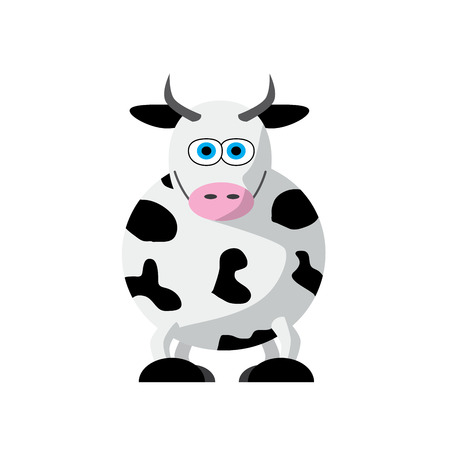black and white smiling cow vector illustration のイラスト素材