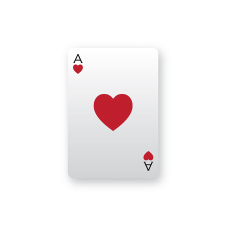 Simple Ace of hearts card illustration with soft drop shadowのイラスト素材