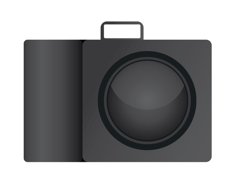 camera vector illustration in flat design with flashのイラスト素材