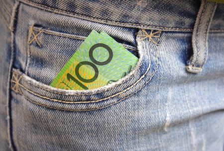 Australian money in jean pocketの写真素材