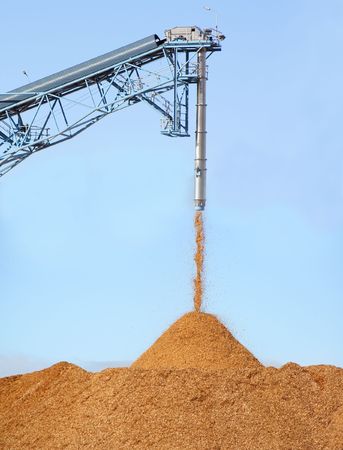 Pile of pouring wood chipsの写真素材