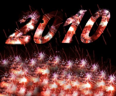 Year 2010 fireworksの写真素材