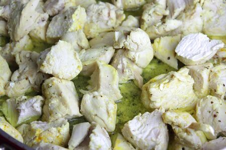 Cooking Thai chicken green curryの写真素材