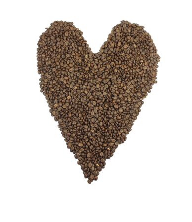 Love heart made with dark roasted coffee beansの写真素材
