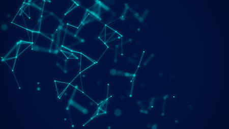 Business futuristic backdrop. Network connection structure cyberspace with moving particles. Big...