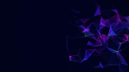 Business futuristic backdrop. Network connection structure cyberspace with moving particles. Big data visualization. Abstract cyber security background. 3D rendering.の写真素材