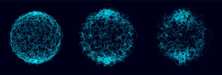 Vector set sci-fi blue sphere with particles and lines. concept network connection. frame sphere....