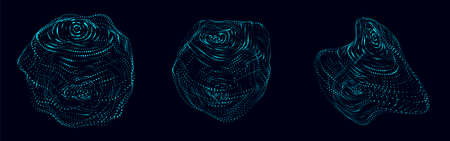 Vector set sci-fi blue sphere with particles and lines. concept network connection. frame sphere. Abstract technology background.のイラスト素材