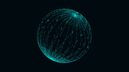 Sci-fi blue sphere with particles. concept network connection. frame sphere. Abstract technology...
