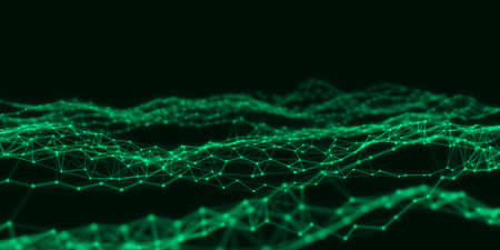 Business futuristic backdrop. Network connection structure cyberspace with moving particles. Big...