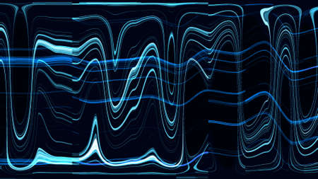 Technical problem computer screen with glitch effect. Image submission error of television. Abstract digital background with colored noise distortion lines. 3D rendering.の写真素材