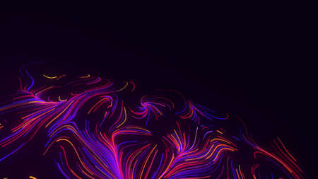 Digital database cyberspace. Flow of colored particles. Decoding algorithms hacked software. Futuristic digital background. Big data visualization. 3d rendering.の写真素材