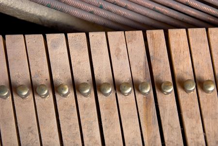 Different details and parts of the ancient piano close upの写真素材