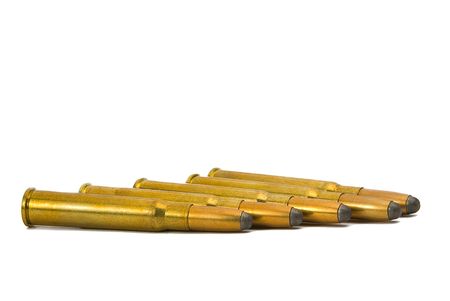 Fighting cartridges close up on a white background