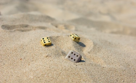 Dicing on seacoast, on sand summer are serene in the afternoonの写真素材