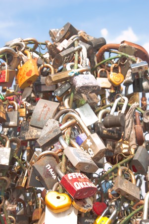Tree from locks, as a symbol of the relations fastened by marriageの写真素材