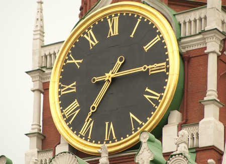 clock on the Kremlin tower close up