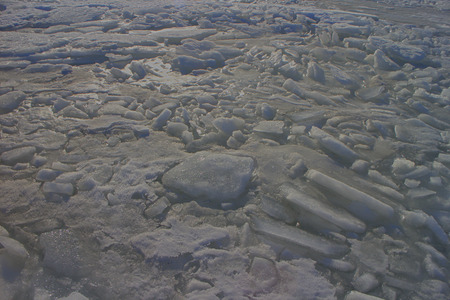 spring ice melts quickly in bright sunlight
