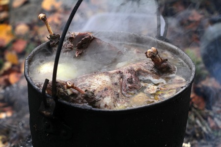 stake is cooked hunting chowder in the boiler. The original Northern plotの写真素材
