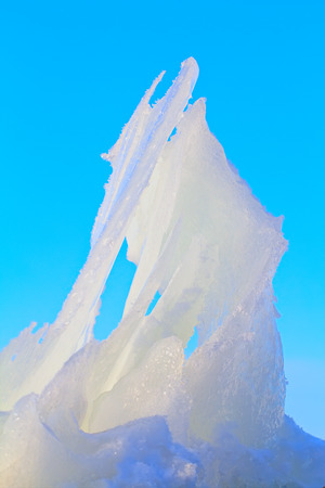 winter natural sculpture of ice in frostの写真素材