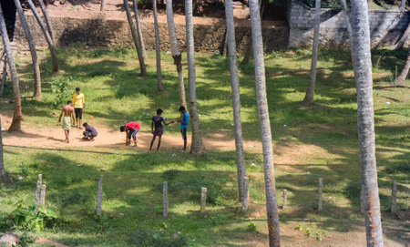 India, Kanyakumari - January 15, 2016: pastime of young people in rural areasのeditorial素材