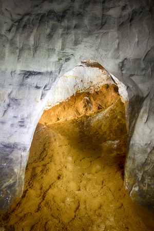 Old mine for extraction of sand and stone examined cave touristsの素材 [FY31081287055]