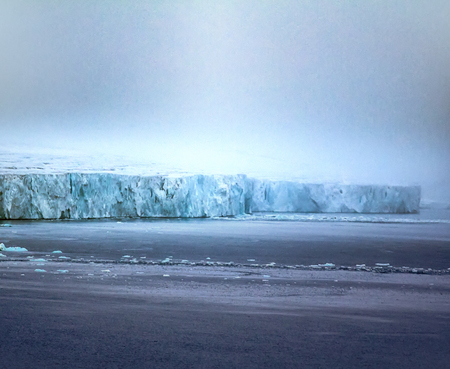Terra deadly (completely devoid of life). 40-metres wall of glacier (mantled dome) on Northbrook...