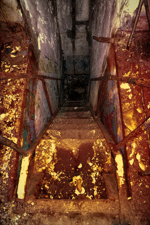 dungeon abandoned terrible with secret. supernatural atmosphere on objectsの写真素材