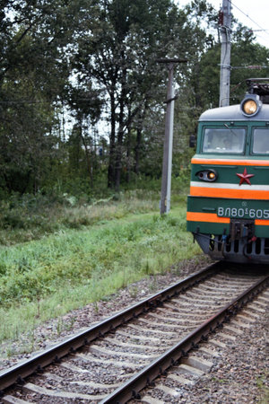Vitebsk, Belarus - August 14, 2017: locomotives in close-up. railway head car of a freight train