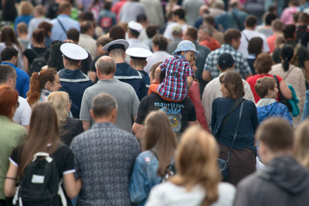 Saint Petersburg, Russia - July 30, 2017: Huge crowd of people during holiday, city festivals, urban...