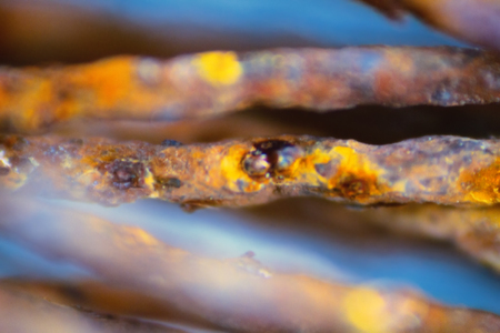 Detail of old rusty wire close-up on construction siteの写真素材