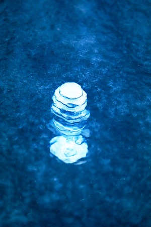 structure, pattern and crystals of newly formed ice called the nylas (black ice, skin)の写真素材