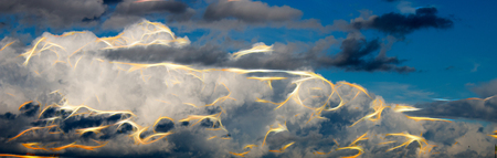 Abstract clouds with flashes of energy, futuristic celestial landscapes