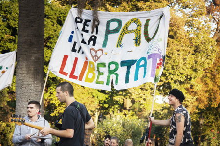 Spain, Barcelona - October 7, 2017: youth music and sports festival, big youth party in the Park