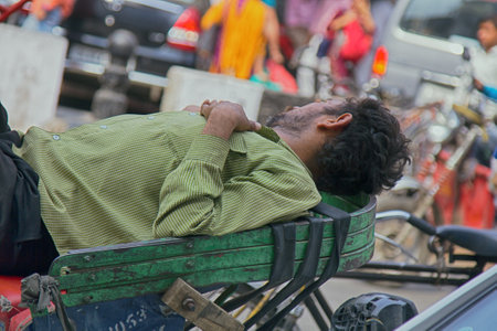 India, new Delhi - March 19, 2018: sleeping goods carrierのeditorial素材