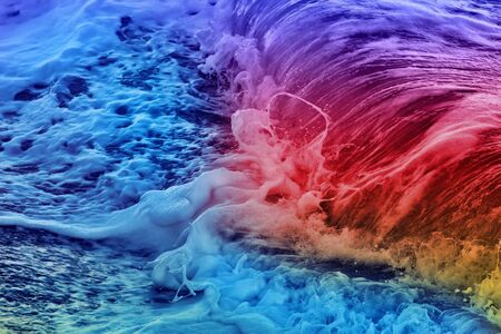 Bright coastal color wave with splashes. Joy to visit the sea on vacation