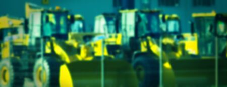 Rubber-tired dozers. New construction equipment in the machine Park. Earth-moving machine of the...