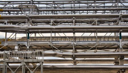 The pipeline for pumping liquefied gas and light oil products is laid on an overpassの写真素材