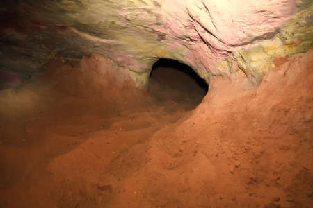 artificial cave under earth journey. wild cave, forgotten passages deep underground