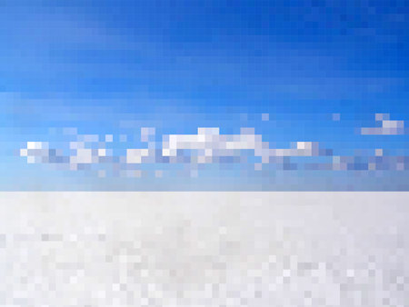Pixilated winter open spaces. Primitive computer graphics of the 90sの写真素材