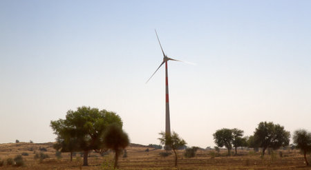 A wind generator in the desert with an abundance of windy days. India's Energy Industryの写真素材