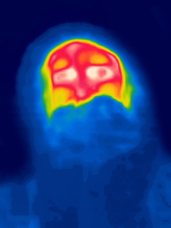 Pandemic. A disease mask with a shadowy figure (more dead than alive). Thermal impressionism. ....