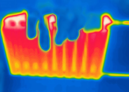 section heating battery. Image from thermal imager device.の写真素材