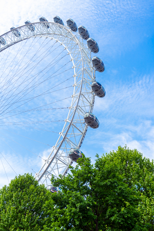 London Eye and blue sky, United Kingdom, 21 May 2018のeditorial素材