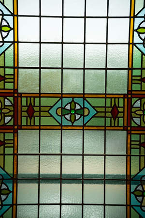colored stained glass window, Amsterdam, The Netherlands October 13 2017のeditorial素材