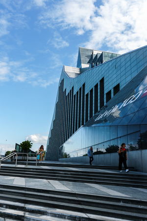 View of the Latvian national library in Riga, Latvia, July 25, 2018のeditorial素材