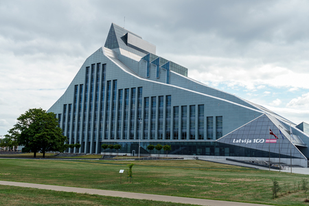 View of the Latvian national library in Riga, Latvia, July 25, 2018のeditorial素材