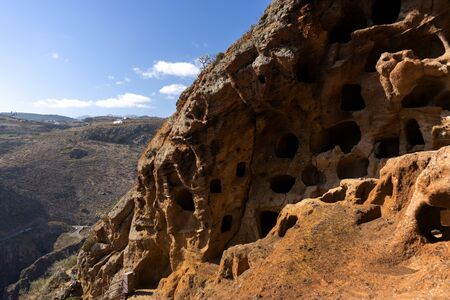 Aboriginal caves Cenobio de Valeron in Gran Canaria, Canary islands, Spainの写真素材