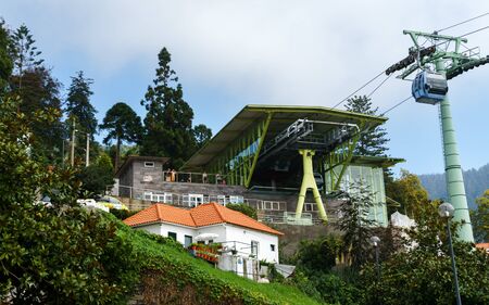 Skyrail Cableway landscape in Mountains in Jardim Tropical de Monte, Madeira, Portugal, October 10, 2019.の写真素材